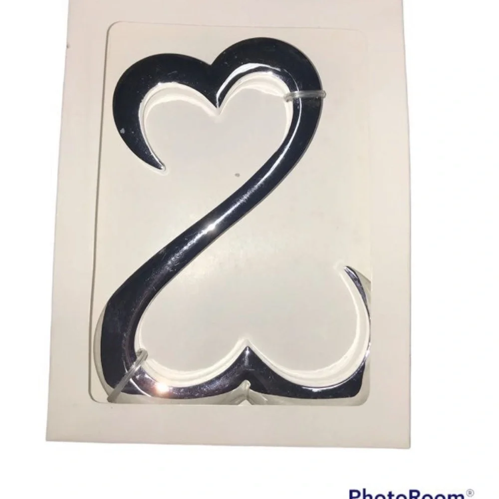 Wedding Cake Topper Silver Hearts